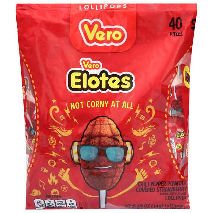 Paletas de fresa cubiertas con chile en polvo Vero Elotes, 40 paletas de 0.49 oz