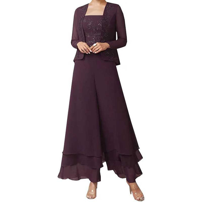 Pantsuits Lace Mother of The Bride Jumpsuits Chiffon Wedding Guest Outfit