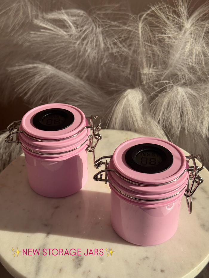 Pink storage jar w/ humidifier ✨