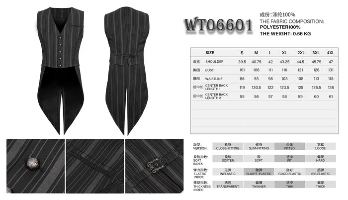 vest details and size chart