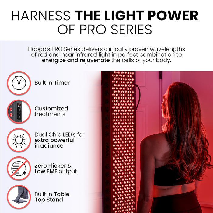 Hooga PRO300 mounted on adjustable stand for tabletop use