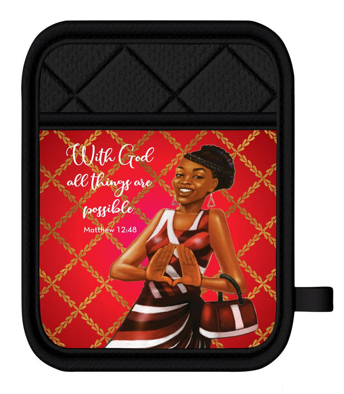 Red and Black Oven Mitt/Pot Holder Set