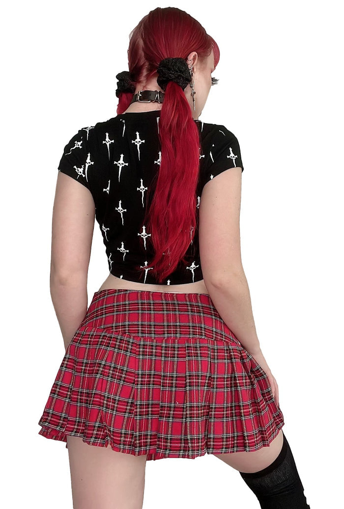 model showing back of skirt