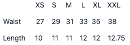 size chart