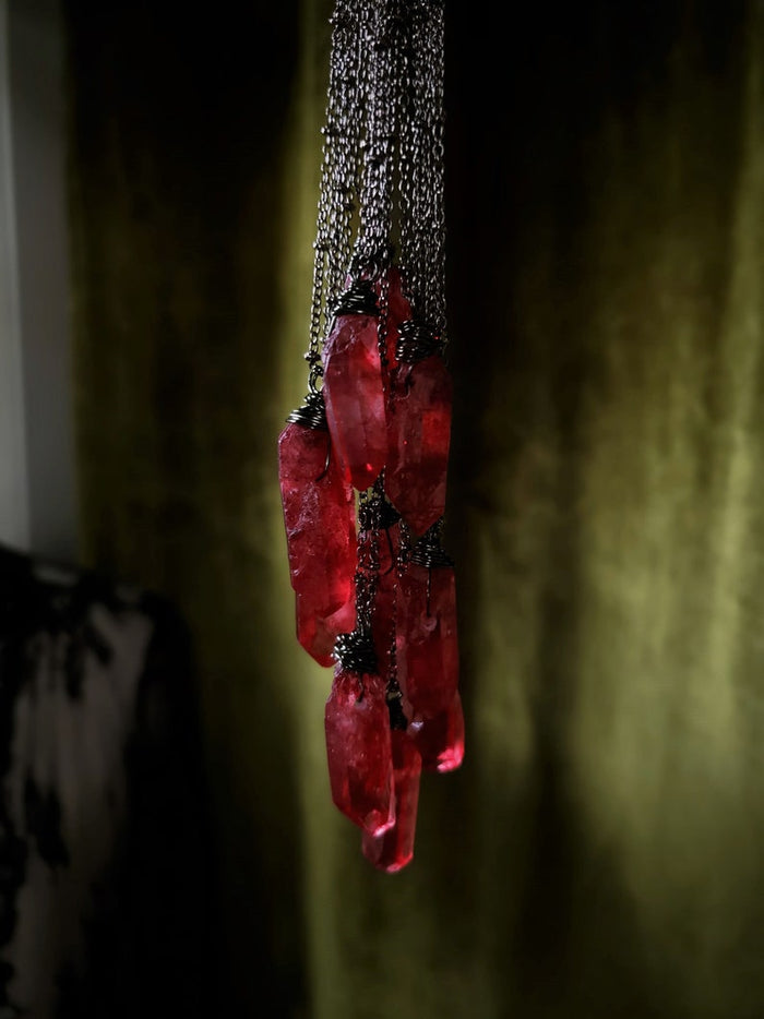 multiple necklaces on display