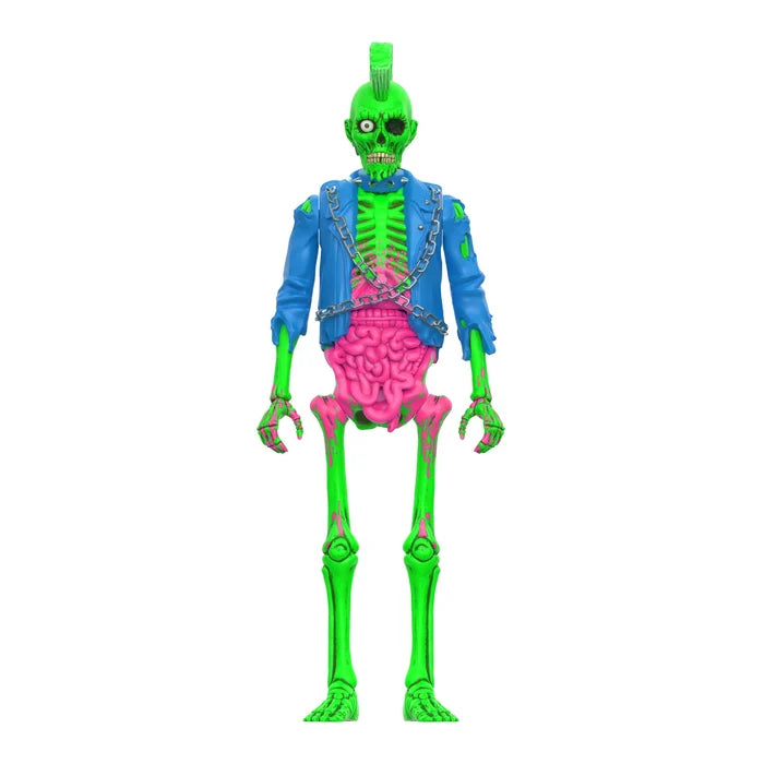 front of figure on display