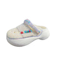 Rhinestone Pearls Flat Wedding Sneakers Round Toe Clog Shoes White Slip On Mules
