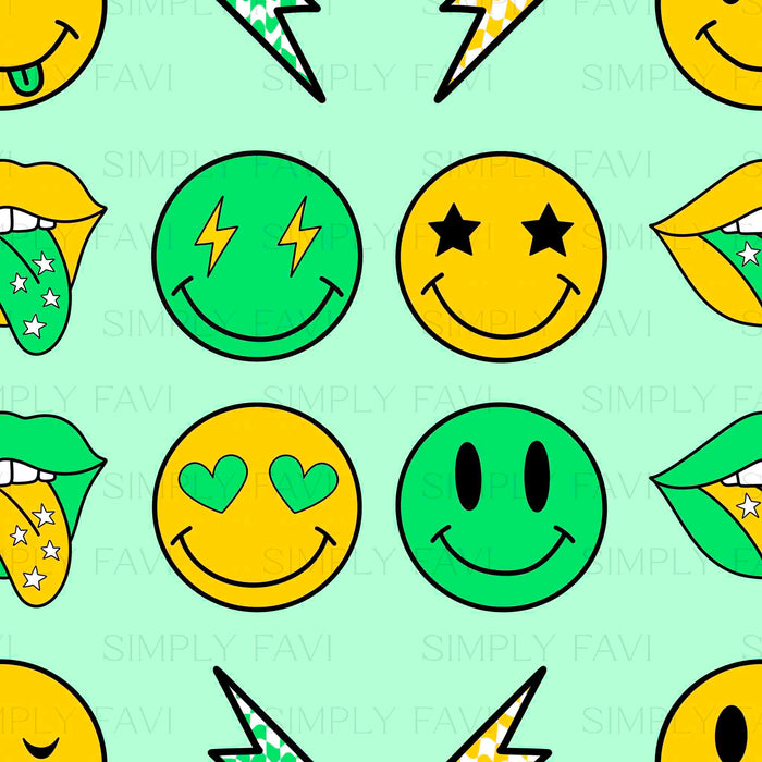 Rockin' Smiley - Green (set w/ PNG)