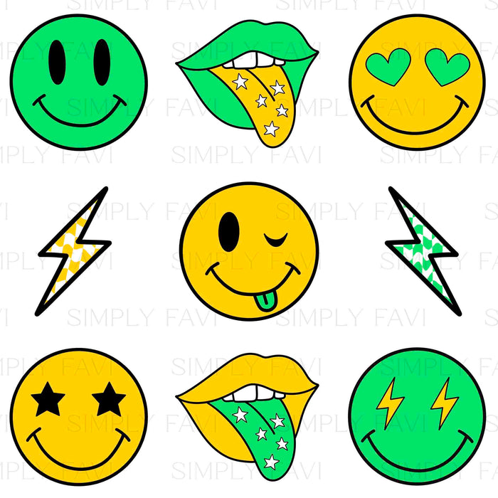 Rockin' Smiley - Green (set w/ PNG)