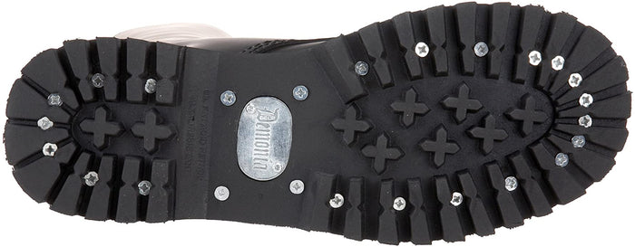 bottom sole view of Real black leather 1 1/4" platform  20 eyelet combat biker goth steel toe Knee-high boot Full lace-up, no Zipper