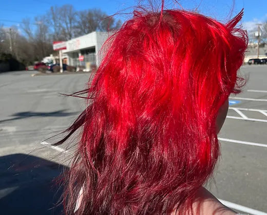 model showing hair dye in hair