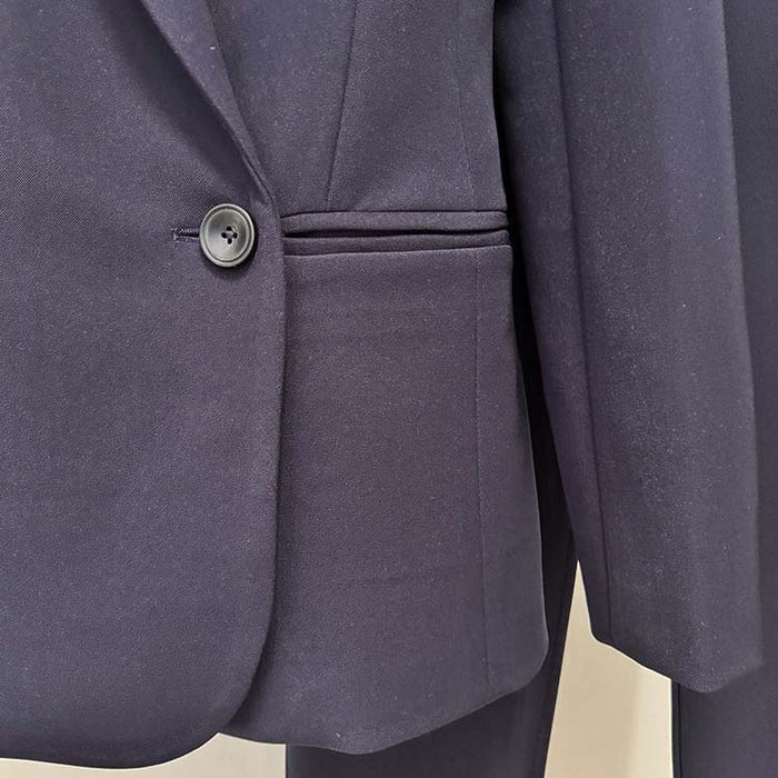 Ruffle inset single-breasted blazer in navy for women