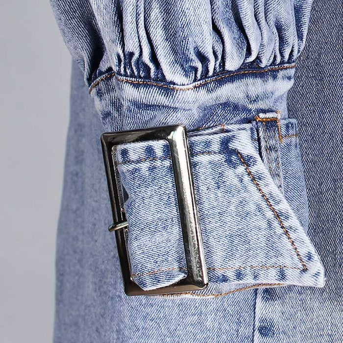 Ruffled Denim Jacket for Women – Women’s Fitted Waist Coat with Flounce Design
