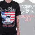 model showing front and back of shirt