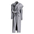 Scarf Trench Coat Lace-Up Grey Over-Size Long Coat