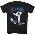black scorpions band shirt with logo and love at first sting album cover art