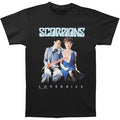 black scorpions band shirt with logo and lovedrive graphic with text that reads "lovedrive"