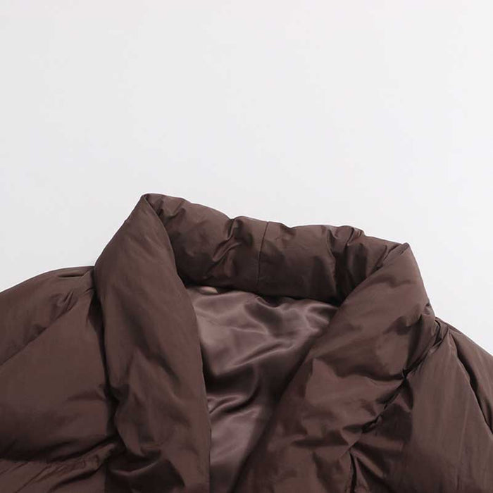 Brown retro vintage cotton padded jacket with a stylish collar for warm winter wear