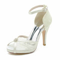 Elegant wedding pumps with lace and sparkling embellishment for special occasions