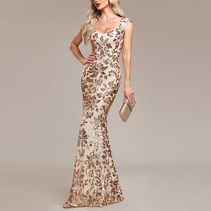 Sequin Mermaid Long Prom Dress Event Dress Wedding Ball Gown Dress