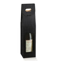 Seta Nero - 1 Bottle Carrier - Black Linen Embossed  3-1/2 x 3-1/2 x 15    50/cs - Mac Paper Supply
