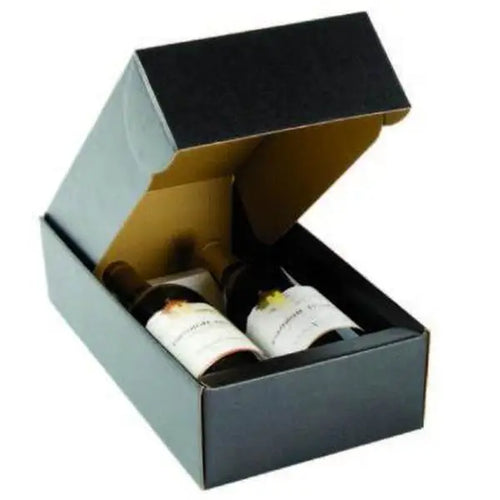 Seta Nero - 2 Bottle Box - Black Linen Embossed 7-1/4 x 3-1/2 x 13-3/8    30/ctn - Mac Paper Supply