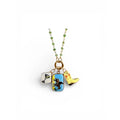 Shà Parlé Wire Wrap Gemstone Charm Holder Necklace w/ Extender – Light Green Periodt - Romantiques