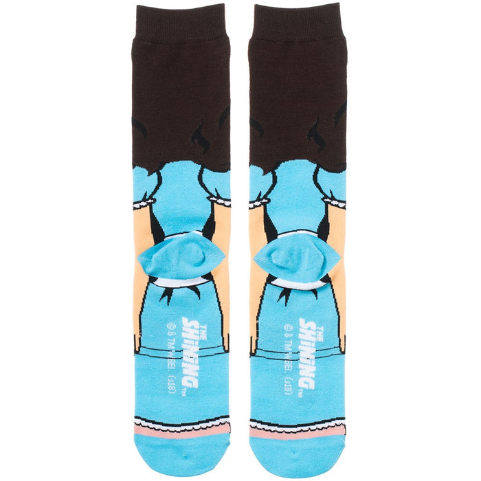 full body print of Grady twins mid calf crew socks