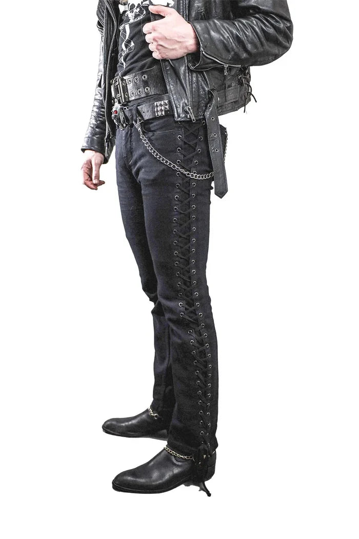 model showing side of pants