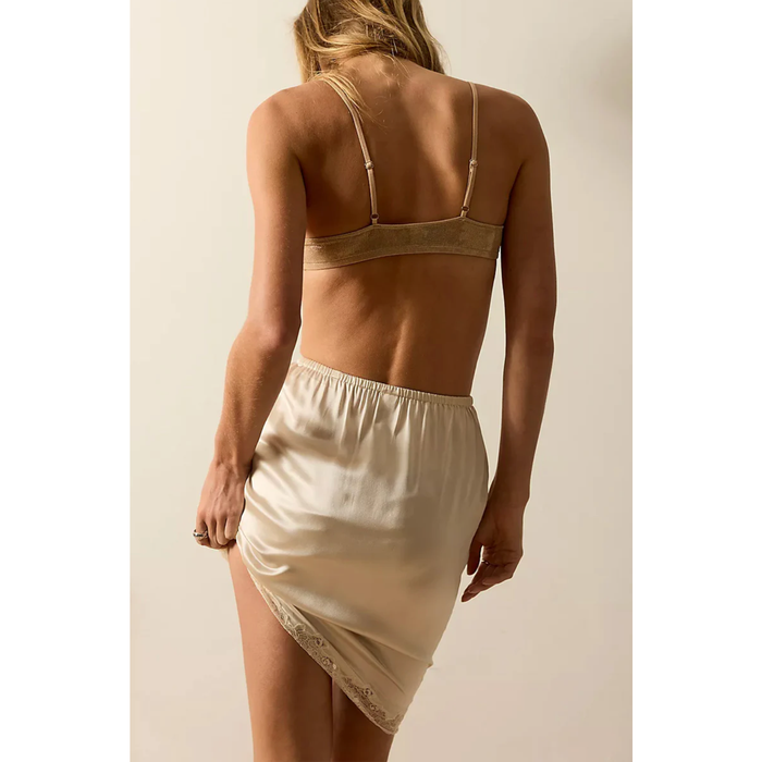 Silk Charmeuse Knee Length Skirt - In Vintage Ivory - Romantiques