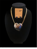 Silver, Gold and Copper Heart Necklace Set