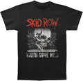 black band shirt with skid row logo and skull graphic with text that reads "youth gone wild"