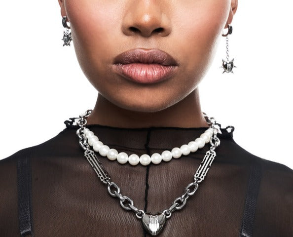 model wearing earring