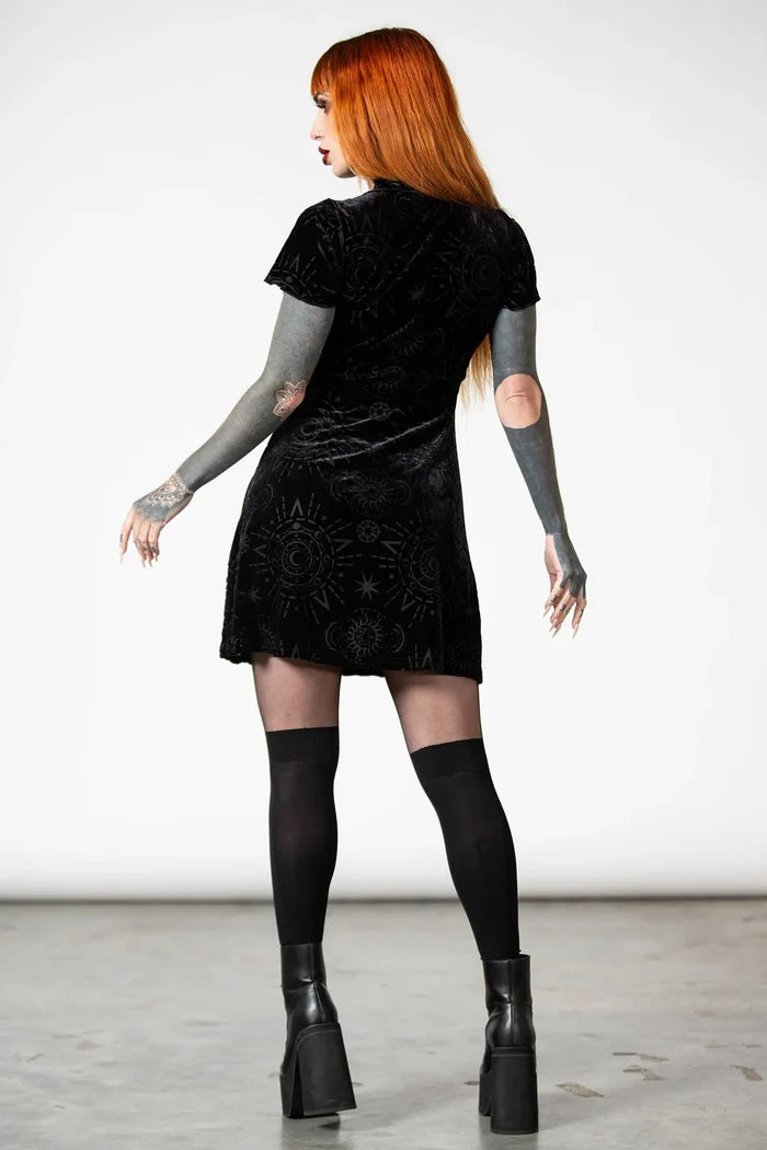 model showing back of dress
