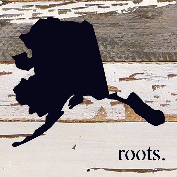 STATE ROOTS SIGN / 6"x6" Reclaimed Wood Sign: WR - White Reclaimed with Black Print / North Carolina