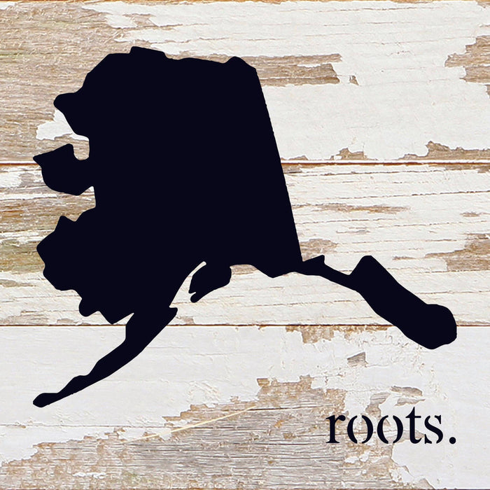 STATE ROOTS SIGN / 6"x6" Reclaimed Wood Sign: WR - White Reclaimed with Black Print / North Carolina