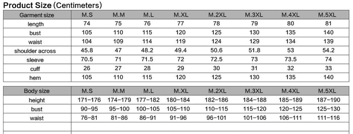 size and measurement chart