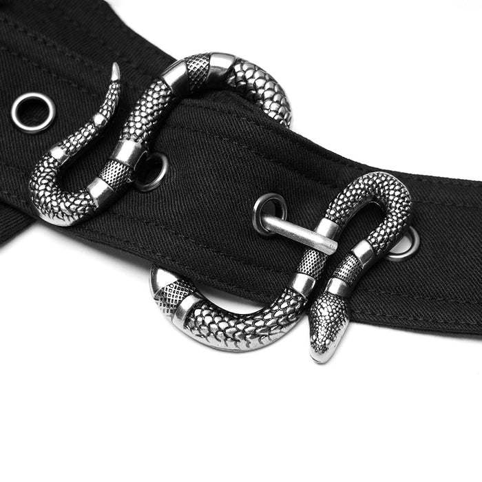up close detail of snake buckle