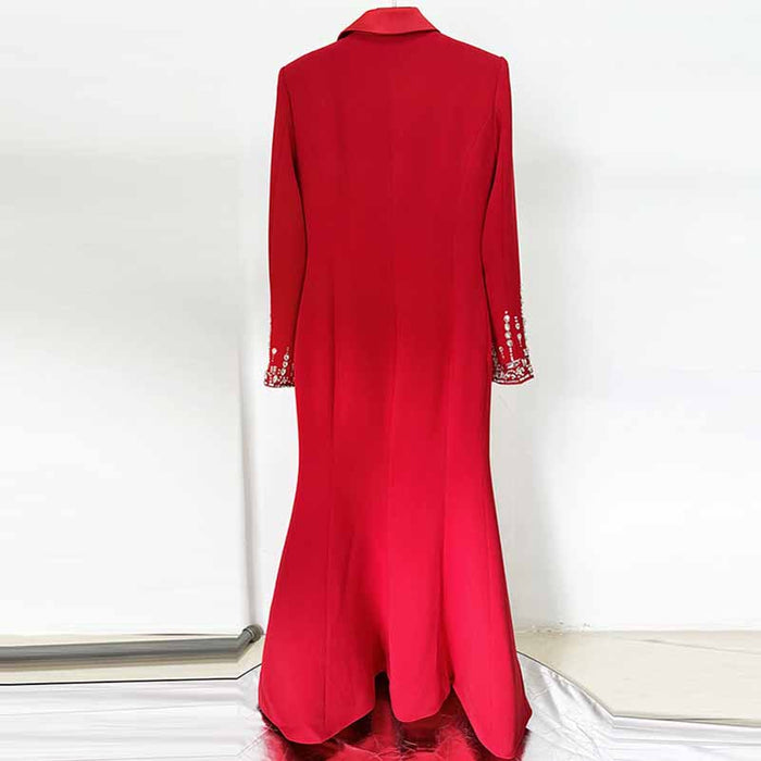 Studded Diamond Crystal Collar Gown Mermaid Maxi Dress