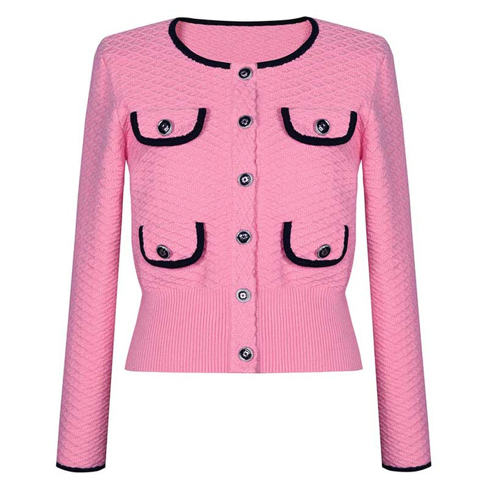 Tailored Button-Up Cardigan Jacket + Wide-Leg Pantsuits Two Pieces Formal Suit