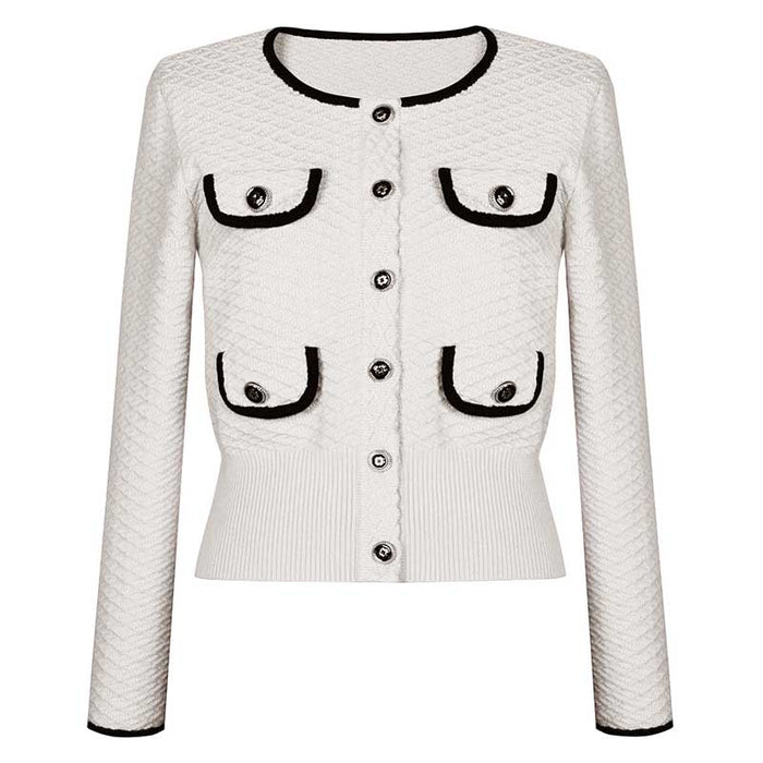 Tailored Button-Up Cardigan Jacket + Wide-Leg Pantsuits Two Pieces Formal Suit