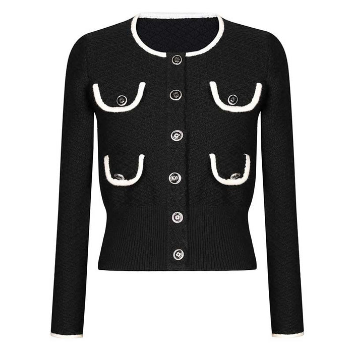 Tailored Button-Up Cardigan Jacket + Wide-Leg Pantsuits Two Pieces Formal Suit