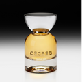 Clear glass bottle with gold-toned liquid, clear dome cap, and "CÉCRED" and "TEMPLE OUD" text on label.