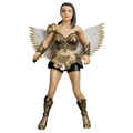 Action figure with angelic costume and wings on a white background