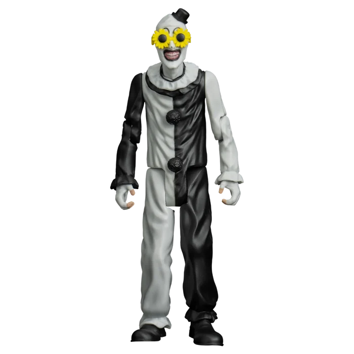 Clown figurine with yellow glasses on a white background
