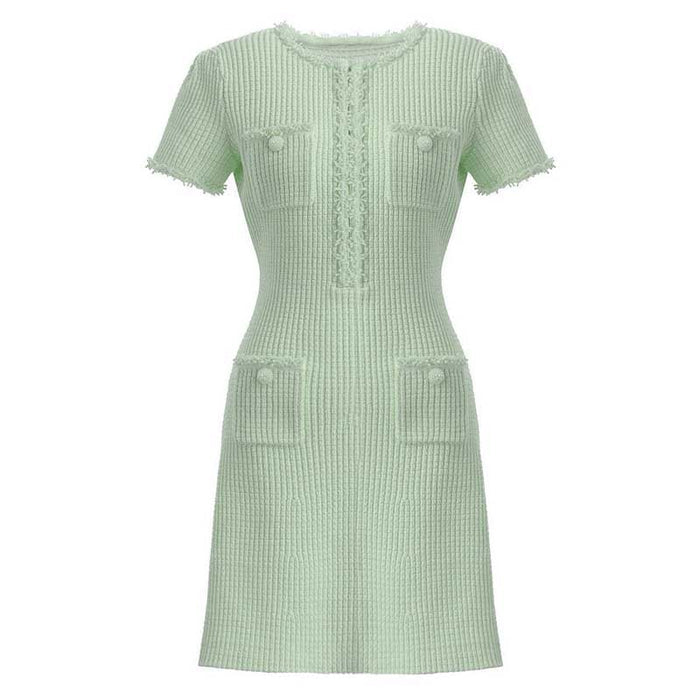 Testured Beaded Knit Mini Dress
