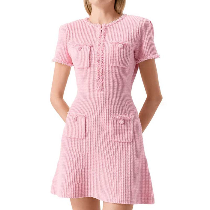 Testured Beaded Knit Mini Dress