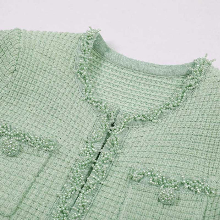 Testured Beaded Knit Mini Dress