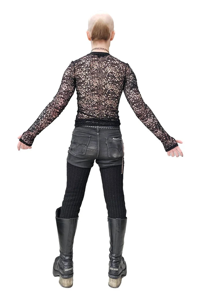 model showing back of shirt