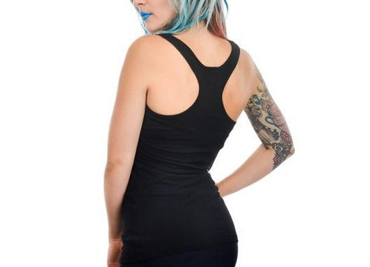 backside of tank top, plain black